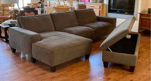 Ash Heining Gelin 2 PC Chaise Sectional Sofa w/ Storage Ottoman