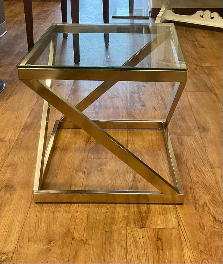 Modern Metal &amp; Glass End Table