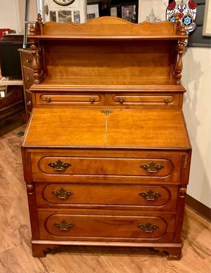 Vintage Solid Wood Secretary Desk w/ Key