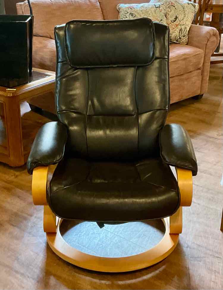 Dark Chocolate Stressless Style Swivel Recliner (As-Is, Cosmetic)