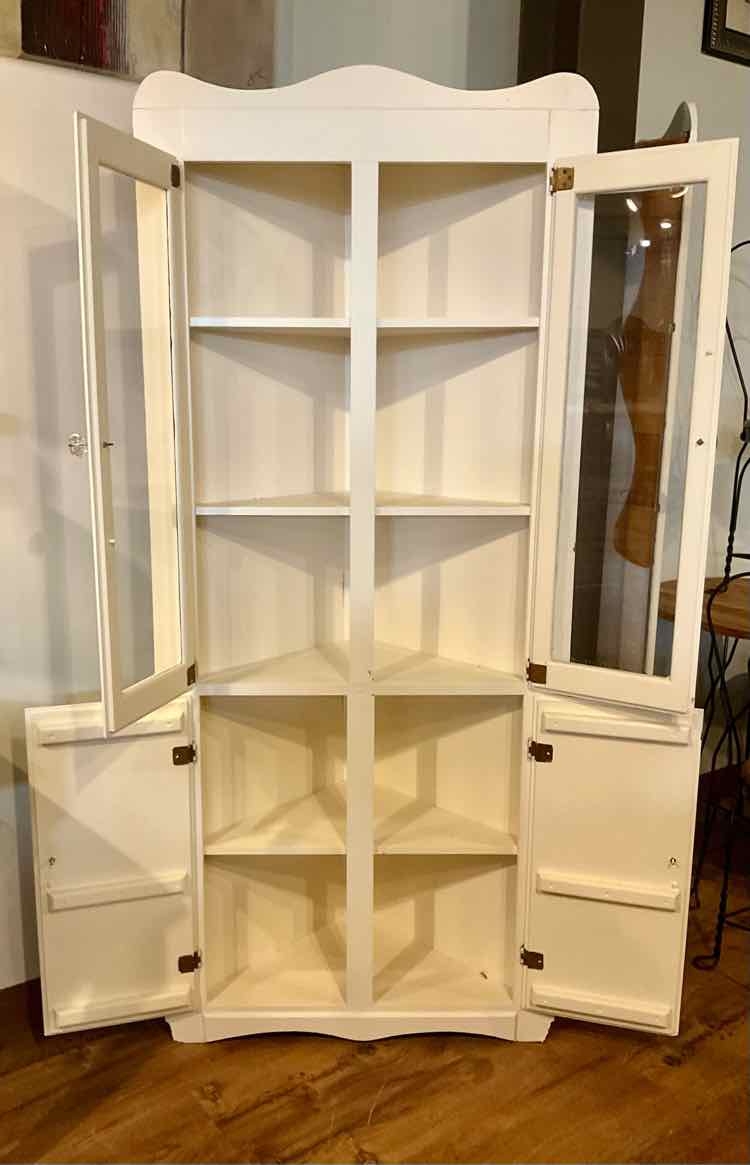 Vintage Corner Cupboard w/ Glass Knobs