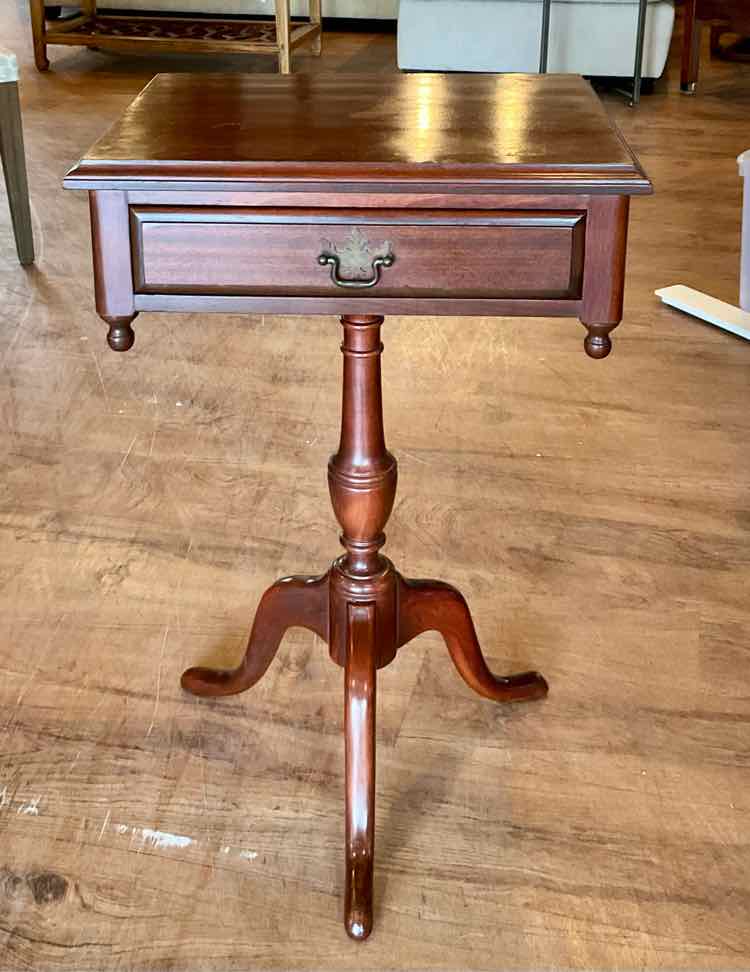 Vintage 1 Drawer Mahogany Pedestal Side Table
