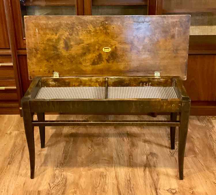 Vintage Dark Walnut Tonk Bench w/ Storage