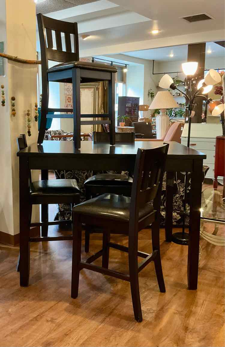 Espresso Pub Height Dining Table w/ 4 Chairs