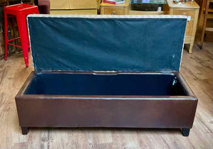 Chevron Pattern Storage Ottoman