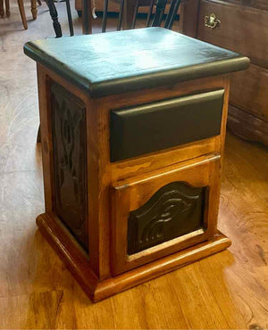 Noir 2-Toned Hand Carved Nightstand