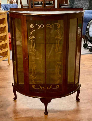 1940's Dark Walnut Art Deco Curio Cabinet