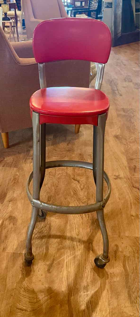 Vintage 1950&#39;s Rolling Industrial Cosco Stool