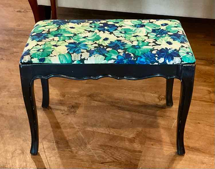 Vintage Bench w/ Retro Floral Fabric