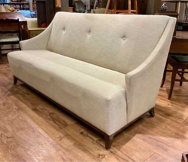 Oat Tweed Button Tufted Settee Sofa