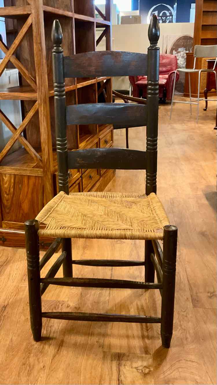 Vintage Rustic Primitive Ladder Back Rush Chair