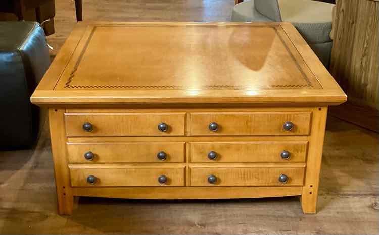 J.G. Hook by Bassett Maple Finish 2 Drawer Coffee Table