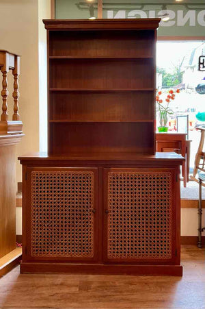 Mid Century Cane Front Hutch By Arlington Wood