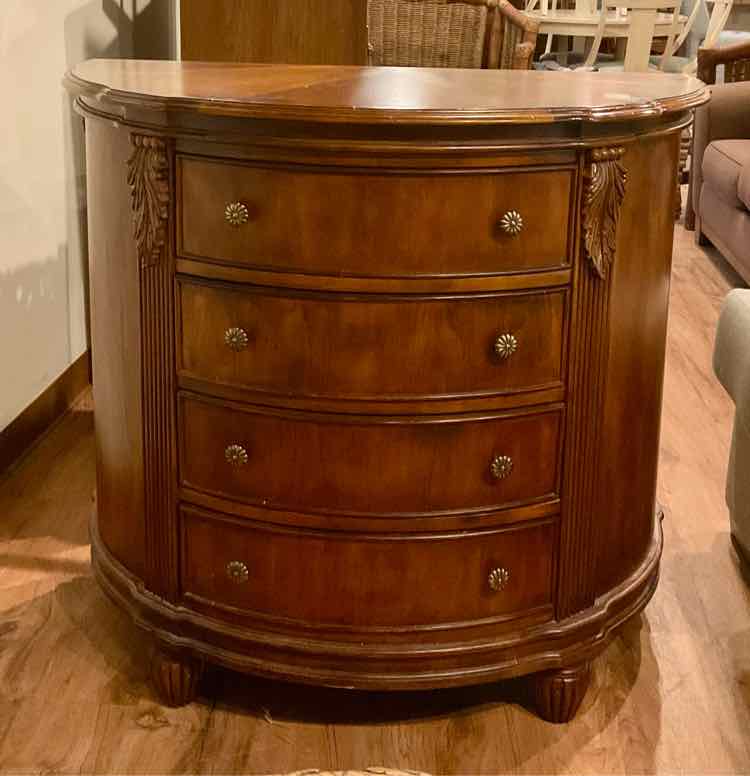 Well-Loved 4 Drawer Demi-Lune Table