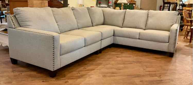 Neutral Aleyna 3 PC Nailhead Accent Sectional Sofa