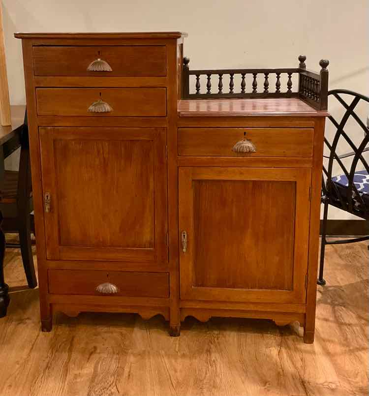 Vintage Solid Hardwood Step Cabinet w/ Key