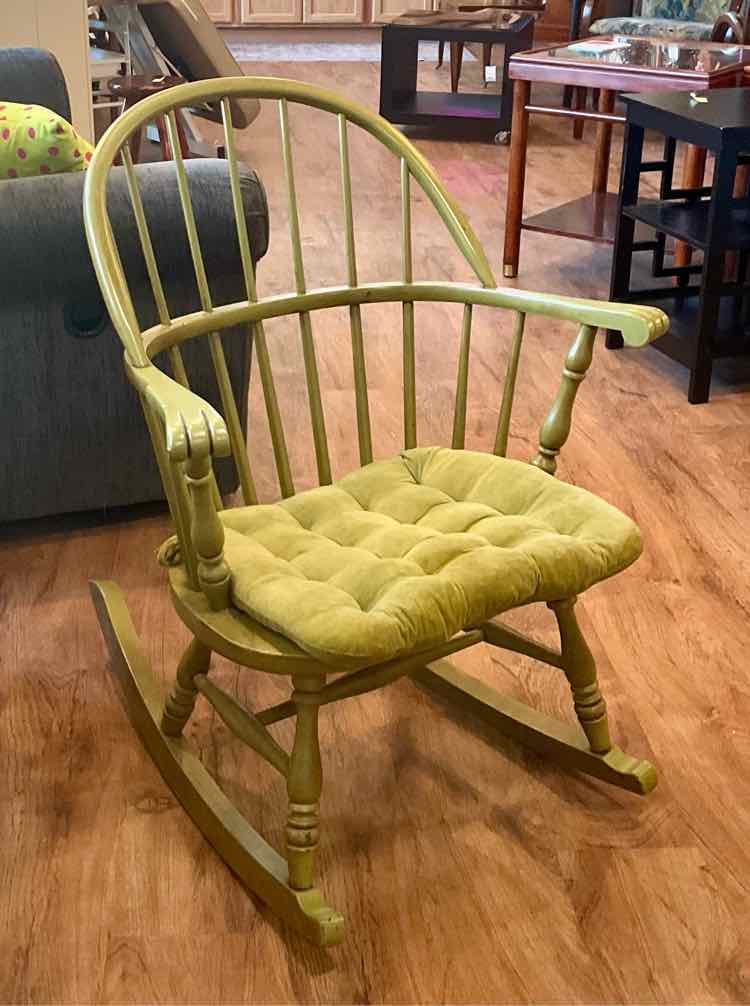 Vintage Green Fan-Back Rocker