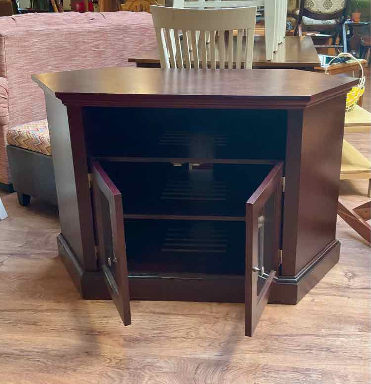Dark Finish Media Corner Cabinet
