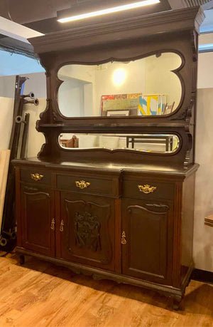 1930's Georgian Revival Style Welsh Sideboard w/ Mirror