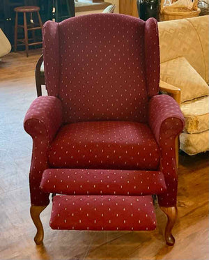 Burgundy High-Leg Wingback Recliner