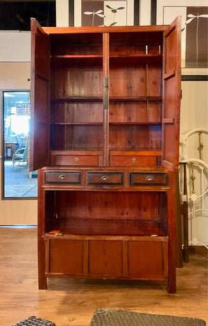 Vintage Carved Rosewood Chinese Wedding Cabinet