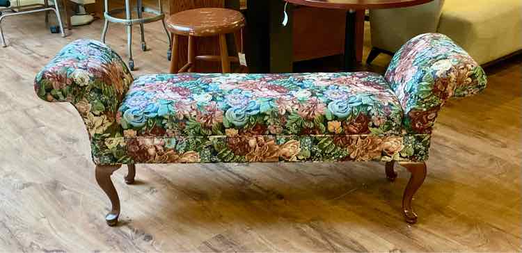 Floral Tapestry Queen Anne Bench