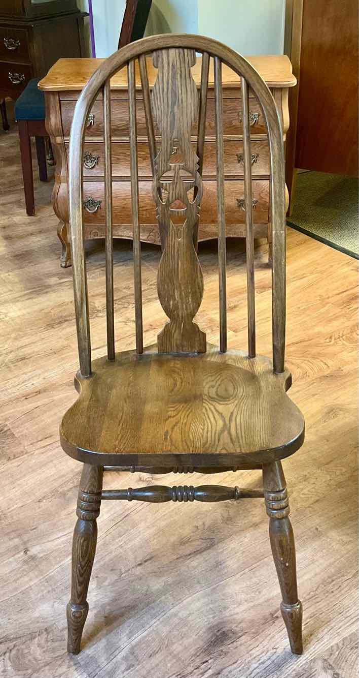 Mid Century Oak Wheel Windsor Chair