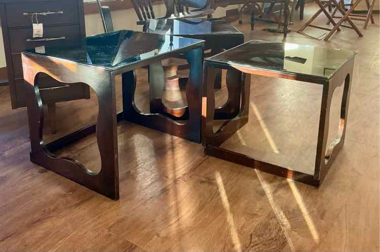 Set of 3 Vintage Nesting Tables w/ Mirror Tops