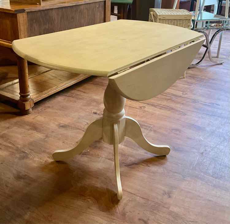 White Washed Drop Leaf Pedestal Table