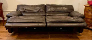 Dark Umber Distressed Leather Powered Reclining Sofa