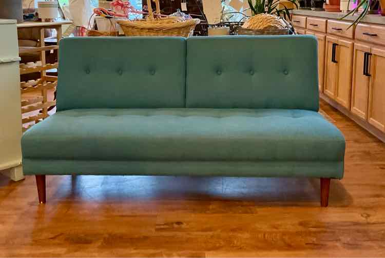 Teal Button Tufted Slipper Loveseat by Zinus