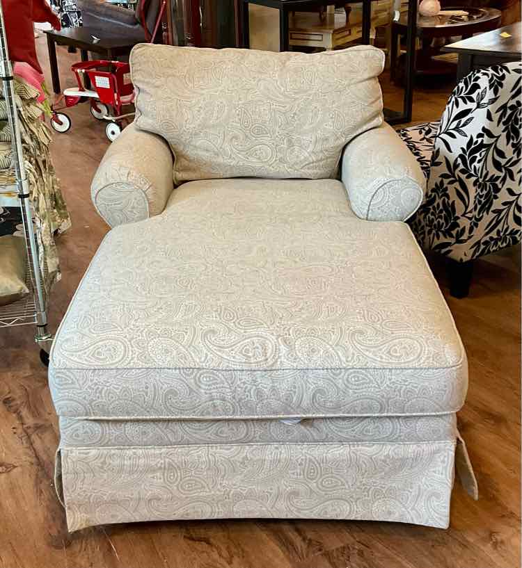 Neutral Paisley Chaise Lounge