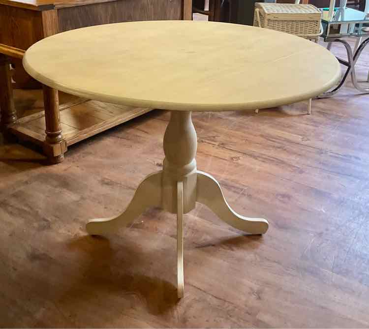 White Washed Drop Leaf Pedestal Table