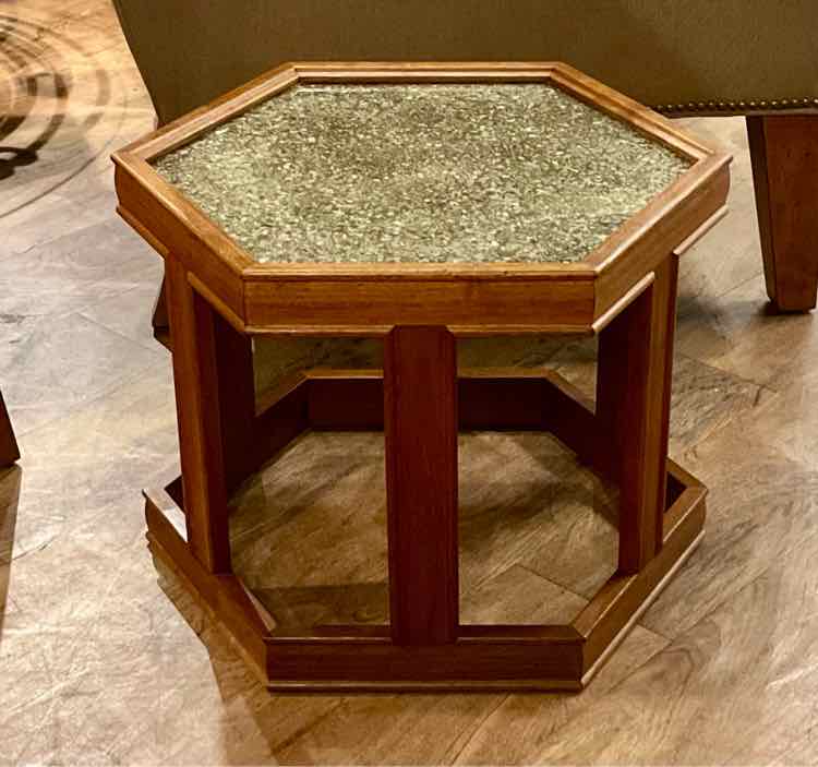 1960's MCM John Keal For Brown Saltman Walnut, Enamel & Glass Side Table