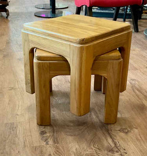 Set of 2 Retro Oak Stacking Side Tables