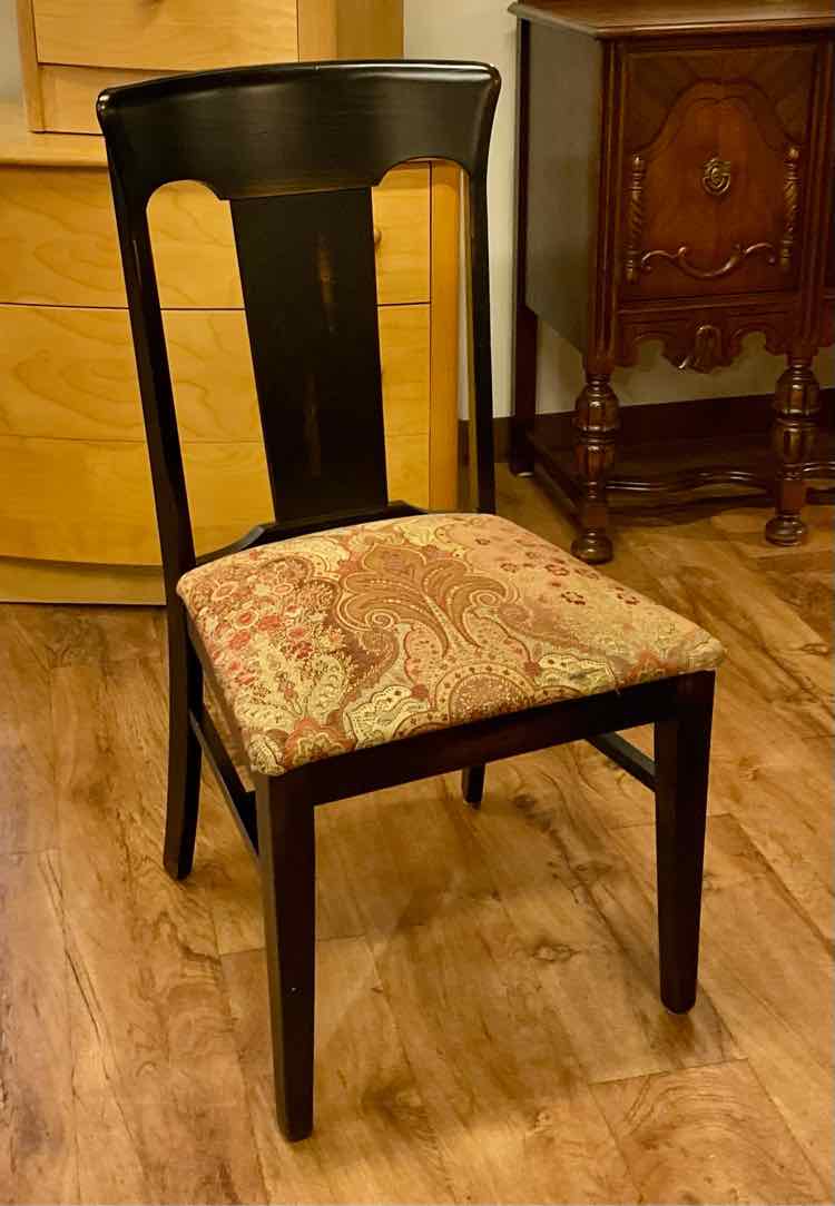 Arhaus Aged Black &amp; Paisley Dining Side Chair