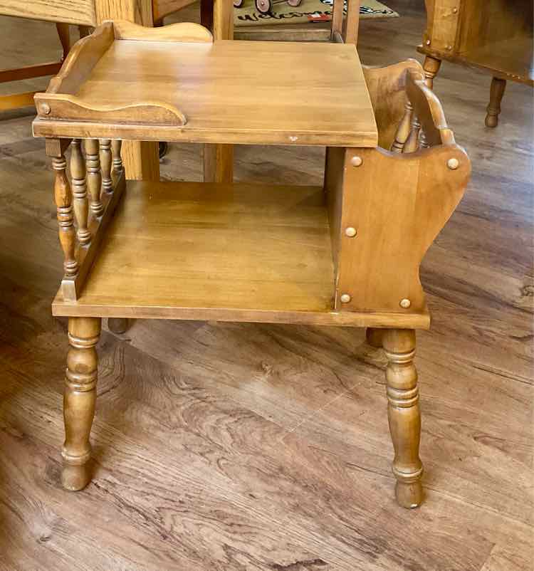 2-Tiered Mid Century Maple Magazine Rack End Table