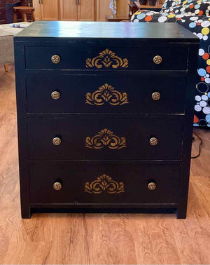 Vintage Hitchcock Style Stenciled 4 Drawer Drop Leaf Dresser