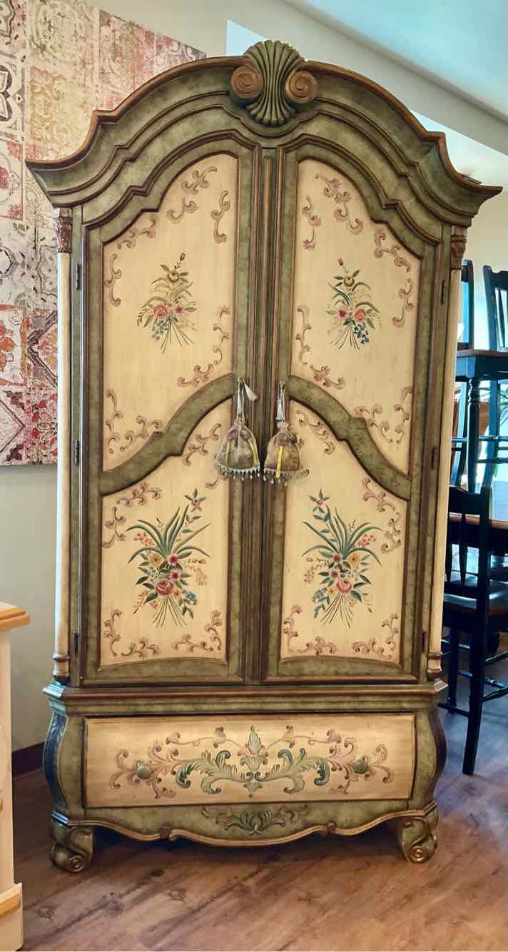 Hand Painted Venetian Floral Armoire