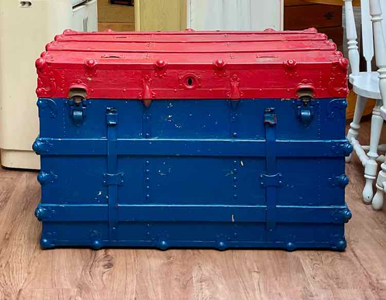 Painted Vintage Steamer Trunk