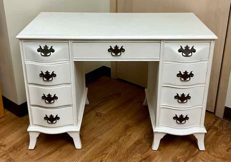 Vintage Painted 9 Drawer Serpentine Desk