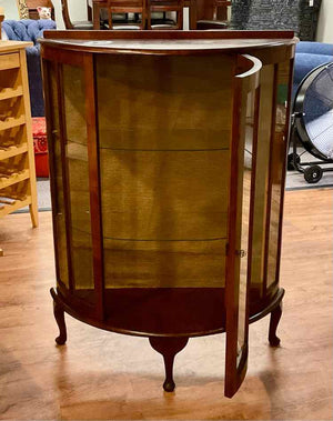 1940's Dark Walnut Art Deco Curio Cabinet