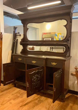 1930's Georgian Revival Style Welsh Sideboard w/ Mirror