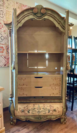 Hand Painted Venetian Floral Armoire