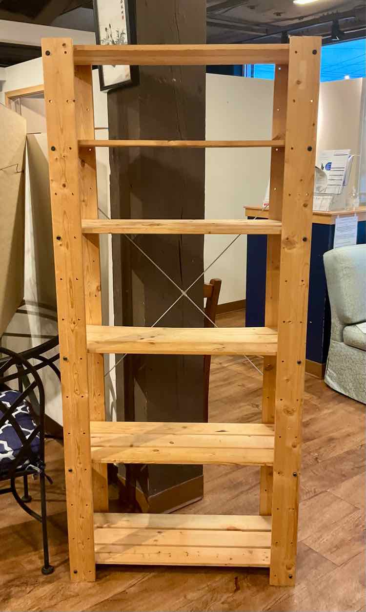 Rustic Raw Wood Mid-Sized Shelving Unit