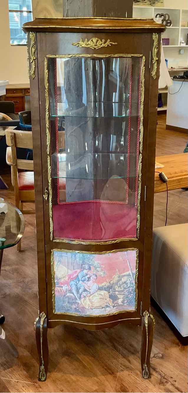 Vintage French Louis XV Style Vitrine Curio Cabinet