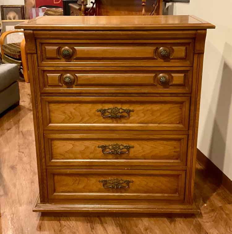 Pecan 5 Drawer Dresser