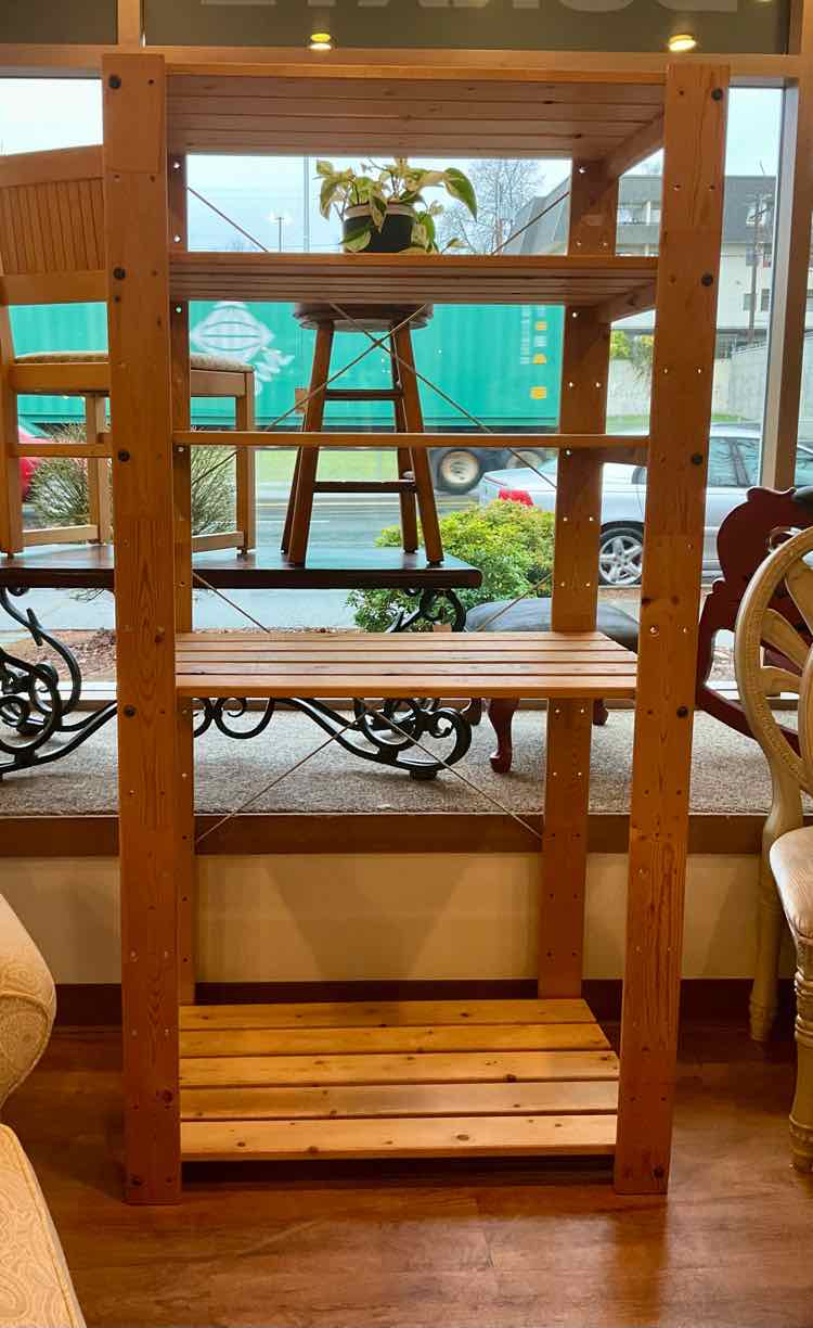 Rustic Raw Wood Shelving Unit