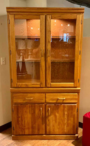 Retro Oak Lighted Showcase Cabinet