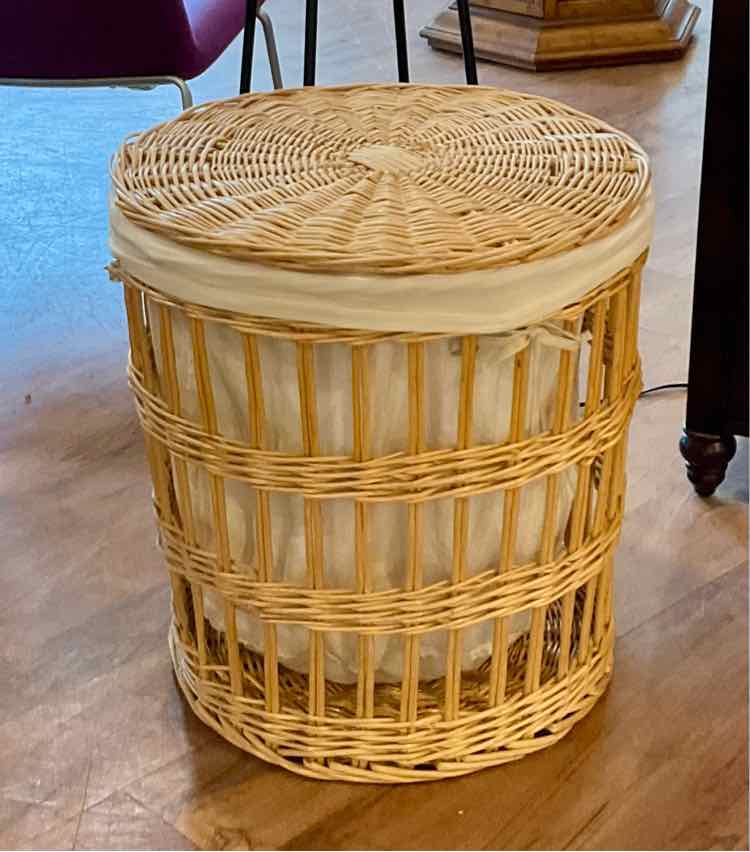 Lidded Wicker Floor Basket
